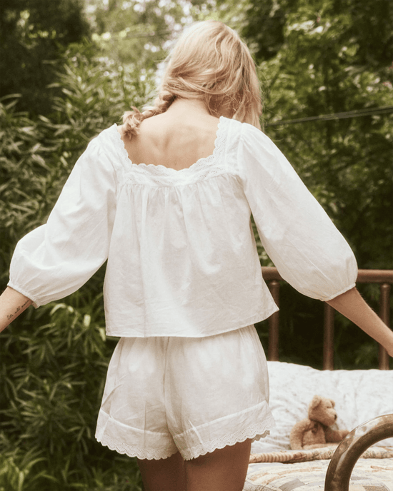 the Great Clothing The Eyelet Button Sleep Top in True White