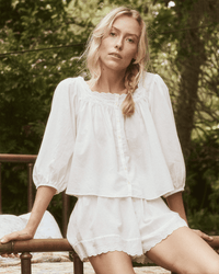 the Great Clothing The Eyelet Button Sleep Top in True White