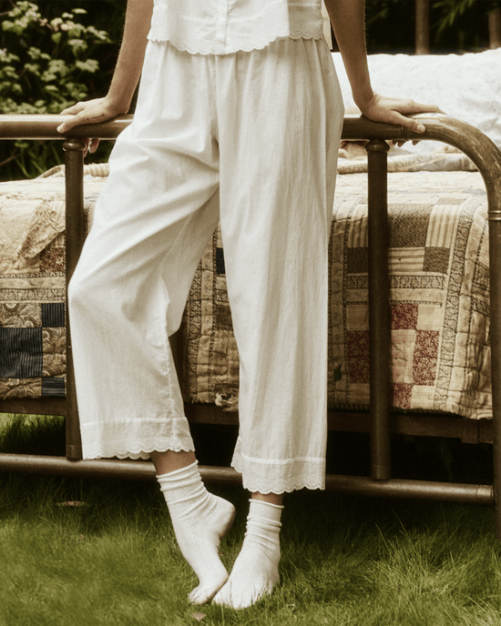 the Great The Eyelet Easy Sleep Pant in True White 