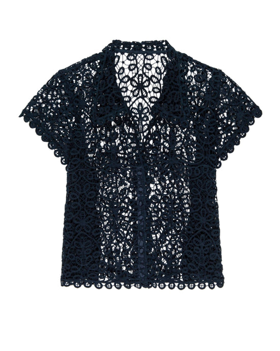 the Great The Lattice Top w/ Cami in Navy 