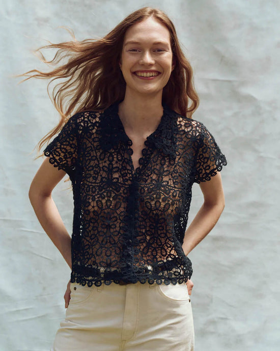the Great The Lattice Top w/ Cami in Navy 