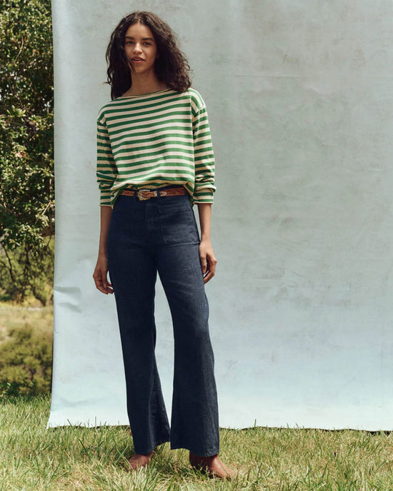 the Great The Sailor Sweater in Dill Stripe 