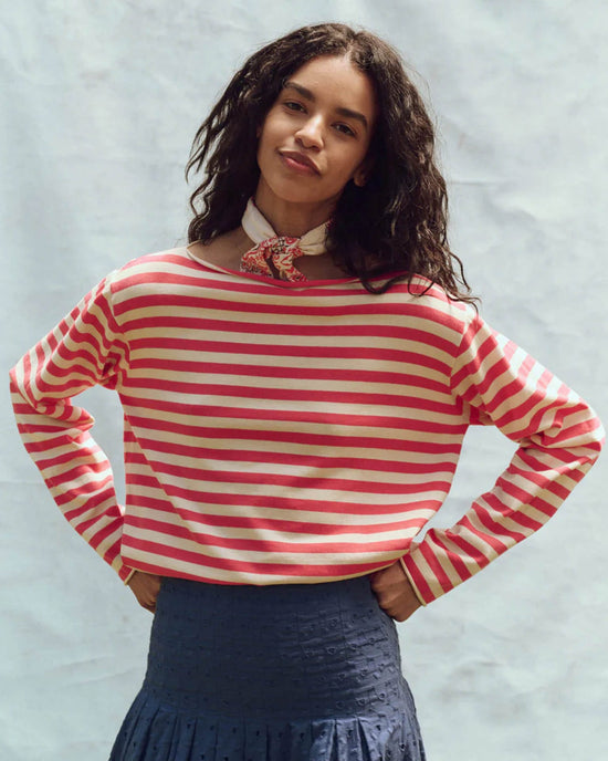 the Great The Sailor Sweater in Punch Stripe 