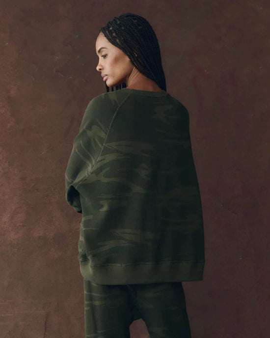 the Great The Slouch Sweatshirt in Forest Camo 