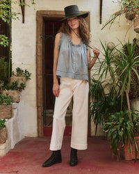 the Great The Vignette Top in Pale Blue 