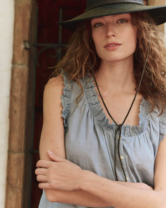 the Great The Vignette Top in Pale Blue 