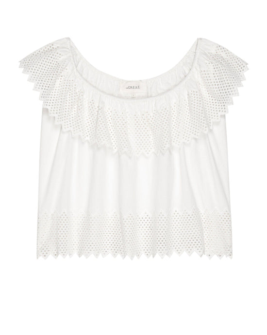 the Great The Westport Top w/ Honeycomb Eyelet in White 