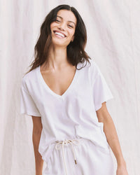 the Great The V-Neck Tee in True White 