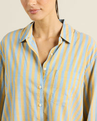 Trovata Birds of Paradis Blake Oversized Shirt in Goldenhour Stripe 