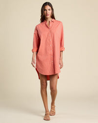 Trovata Birds of Paradis Callie Shirtdress in Terracotta Stripe 