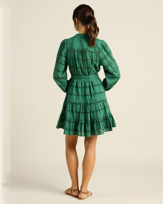 Trovata Birds of Paradis Celeste Dress in Emerald Eyelet 