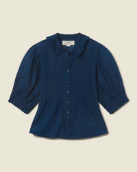 Trovata Birds of Paradis Jess Blouse in Laguna Navy 3 - Bliss Boutiques