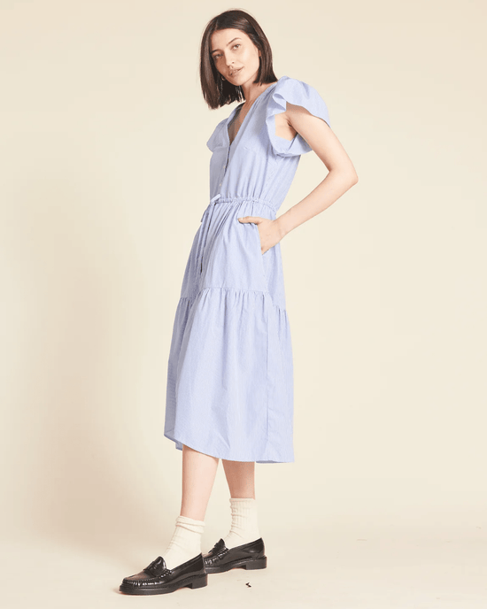 Trovata Birds of Paradis Kristi Dress in Blue/White Stripe 