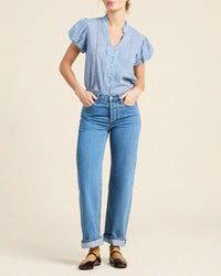 Trovata Birds of Paradis Luna Blouse in Seabrook Gingham 2 - Bliss Boutiques