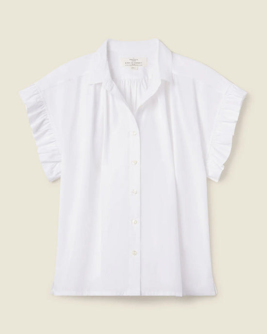 Trovata Birds of Paradis Marianne B Ruffle Sleeve Shirt in White 