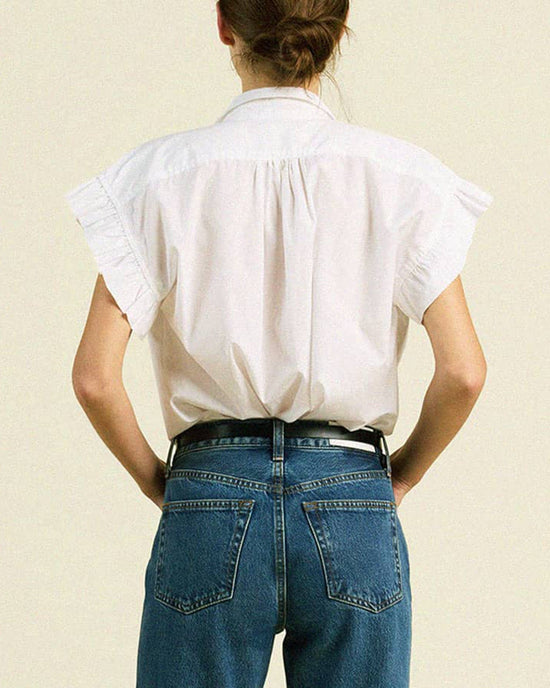 Trovata Birds of Paradis Marianne B Ruffle Sleeve Shirt in White 