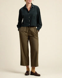 Trovata Birds of Paradis Nessa Shirt in Deep Teal Cord 2 - Bliss Boutiques