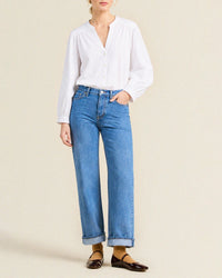 Trovata Birds of Paradis Pauline Blouse in White Coastal Cotton 2 - Bliss Boutiques