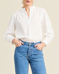 Trovata Birds of Paradis Rumi Blouse in White Coastal Cotton 1 - Bliss Boutiques