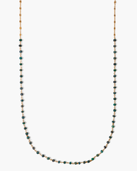 Chan Luu CL NG-14732 necklace in emerald plated sterling silver with alternating gray beads displayed against a white background.