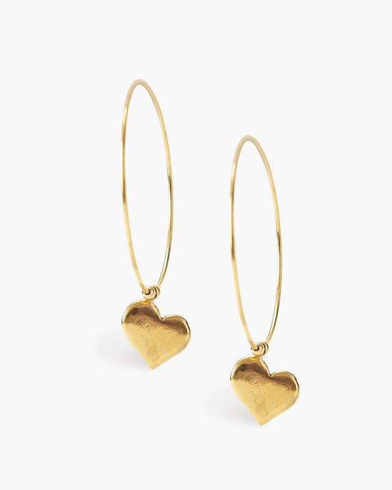 A pair of Chan Luu CL EG-5359 Heart Earrings in Yellow Gold, displayed against a white background.