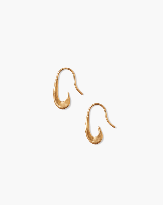 A pair of Chan Luu Mini Gala Crescent Earrings in Yellow Gold with an elegant, sculptural design, displayed against a white background.