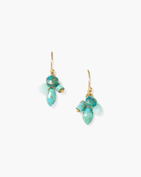 A pair of Chan Luu Hila Earrings in Turquoise Mix, featuring turquoise and 18K gold plated sterling silver, isolated on a white background.