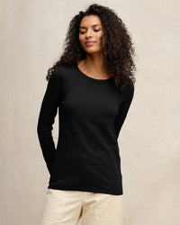 Lizzie Long Sleeve Crew Neck Top in Black - Bliss Boutiques