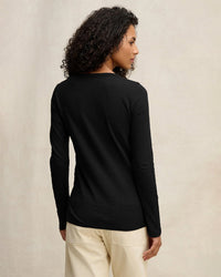 Lizzie Long Sleeve Crew Neck Top in Black - Bliss Boutiques