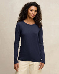 Lizzie Long Sleeve Crew Neck Top in Midnight - Bliss Boutiques