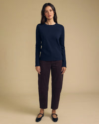 Lizzie Long Sleeve Crew Neck Top in Navy