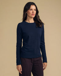 Lizzie Long Sleeve Crew Neck Top in Navy