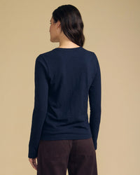 Lizzie Long Sleeve Crew Neck Top in Navy