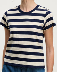 Velvet by Graham & Spencer Anais S/S Crew Neck Top in Navy 
