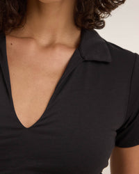Velvet by Graham & Spencer Andee S/S Collared Dress in Black 