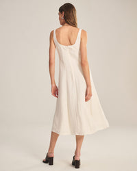 Velvet by Graham & Spencer Austen Square Neck Sleeveless Dress in Chalk 3 - Bliss Boutiques