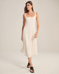 Velvet by Graham & Spencer Austen Square Neck Sleeveless Dress in Chalk 1 - Bliss Boutiques
