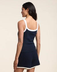 Velvet by Graham & Spencer Belle Spaghetti Tank Top in Navy/White 3 - Bliss Boutiques