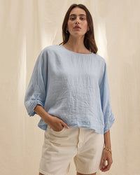 Velvet by Graham & Spencer Cass Knot Sleeve Top in Billow 