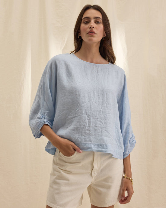 Velvet by Graham & Spencer Cass Knot Sleeve Top in Billow 