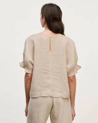 Velvet by Graham & Spencer Emily Ruffle Sleeve Top in Cobble 