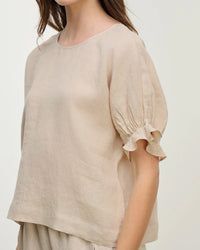 Velvet by Graham & Spencer Emily Ruffle Sleeve Top in Cobble 