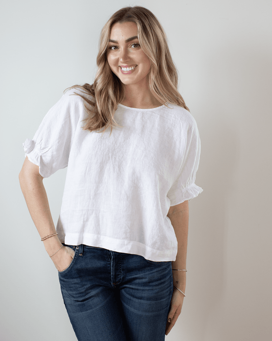 Velvet by Graham & Spencer Clothing Emily Ruffle Sleeve Top in White