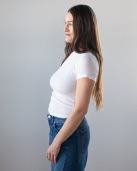 Velvet by Graham & Spencer Enati S/S Crew Neck Top in White 