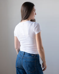 Velvet by Graham & Spencer Enati S/S Crew Neck Top in White 