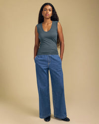 Velvet by Graham & Spencer Estina Scoop Neck Tank Top in Coal Dust 2 - Bliss Boutiques