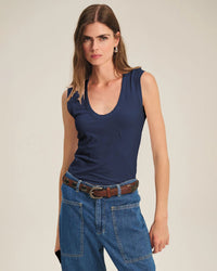 Velvet by Graham & Spencer Estina Scoop Neck Tank Top in Navy 1 - Bliss Boutiques