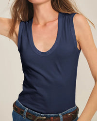 Velvet by Graham & Spencer Estina Scoop Neck Tank Top in Navy 3 - Bliss Boutiques