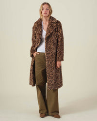 Velvet by Graham & Spencer Evalyn Long Sleeve Faux Fur Coat in Light Leopard 2 - Bliss Boutiques