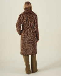 Velvet by Graham & Spencer Evalyn Long Sleeve Faux Fur Coat in Light Leopard 3 - Bliss Boutiques